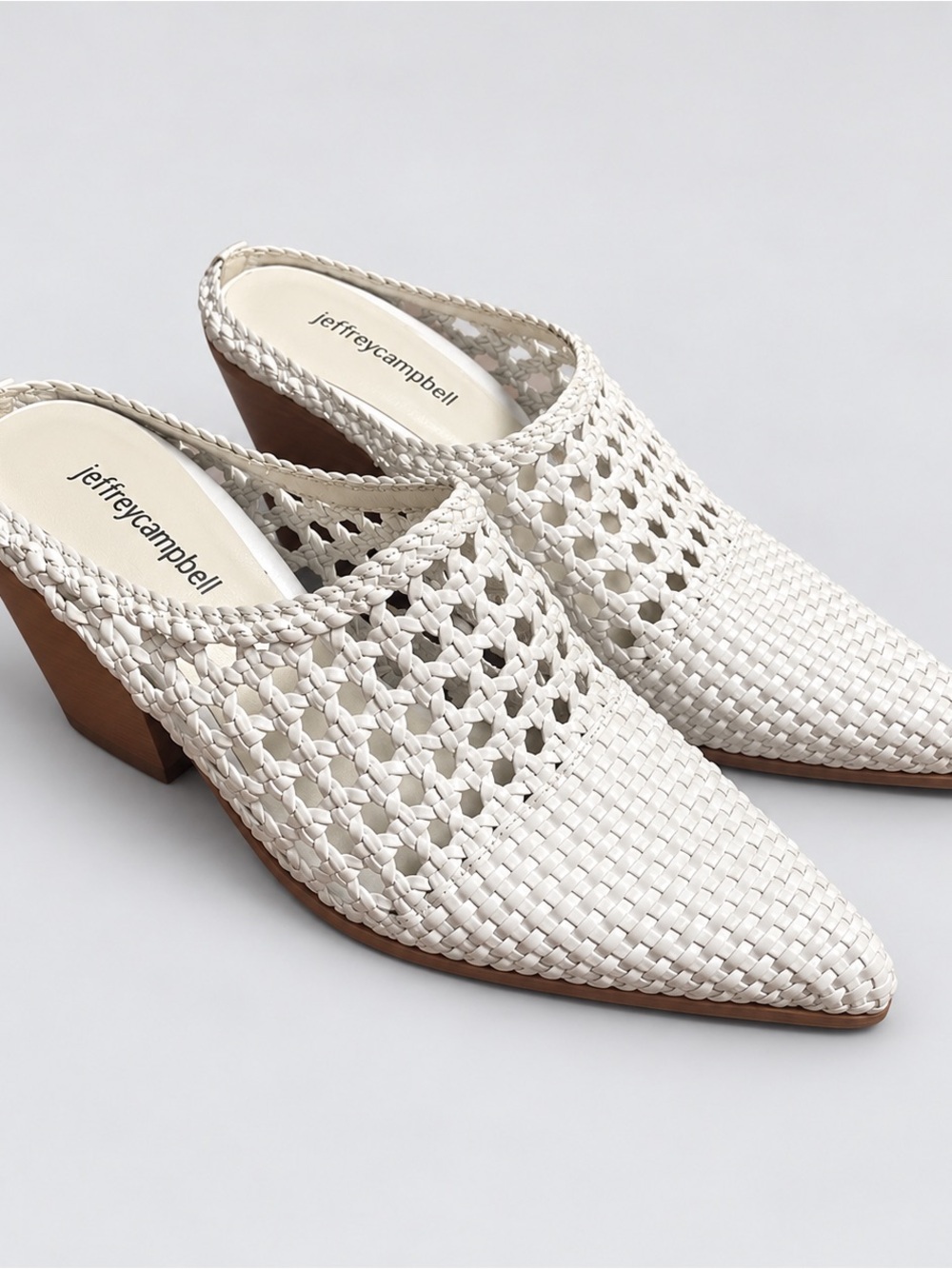 Jeffrey Campbell White Woven Pointed-Toe Mule